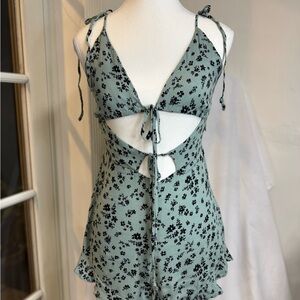 Floral Cutout Tie-Front Romper